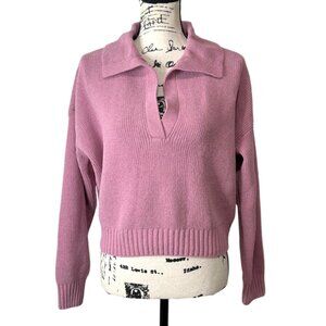 Abercrombie & Fitch V-Neck Sweater Collared Pullover Knit Mauve Pink Size XS NEW